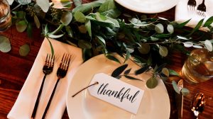 thanksgiving dinner table closeup
