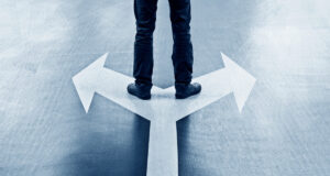 Bonds-vs-GICs-feet-and-two-arrows-painted-on-floor